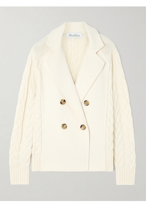 Max Mara - Micio Double-breasted Cable-knit Wool And Cashmere-blend Jacket - White - x small,small,medium,large,x large,xx large