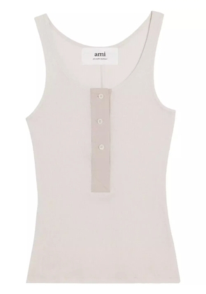 AMI Paris button-front cotton-rib tank top - Grey