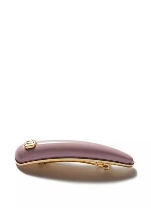Miu Miu logo-plaque leather hair clip - Pink