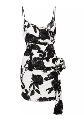 Balmain rose-print mini dress - White