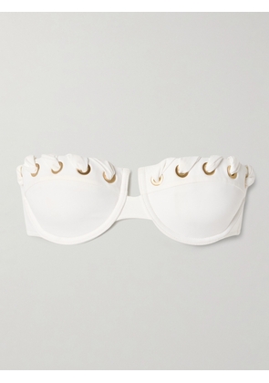 Zimmermann - Halliday Embellished Underwired Bandeau Bikini Top - Ivory - 0 A/B,1 A/B,2 C/D,2 A/B,3 C/D,4 C/D