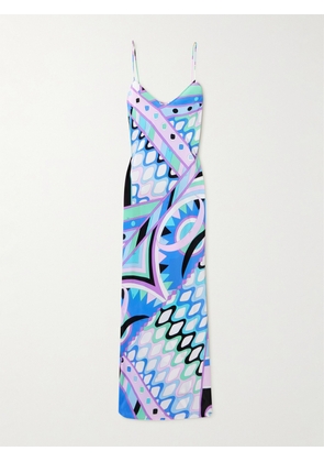 PUCCI - Printed Silk Crepe De Chine Maxi Dress - Blue - IT38,IT40,IT42,IT44,IT46,IT48