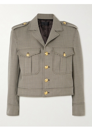 Nili Lotan - Lise Cropped Houndstooth Wool Jacket - Brown - x small,small,medium,large