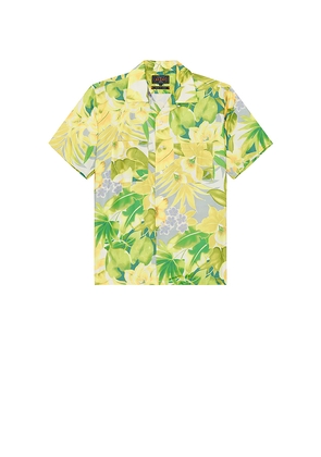 Beams Plus Open Collar Tropical Pattern Print in Yellow,Green. Size L. Also in S.