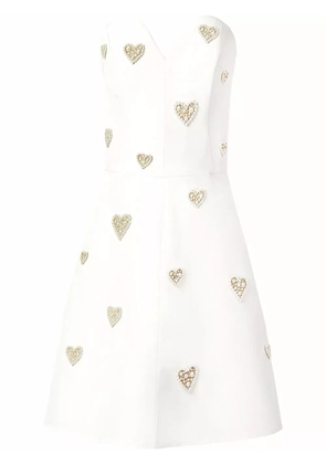 Carolina Herrera pearl-embellished strapless silk dress - White