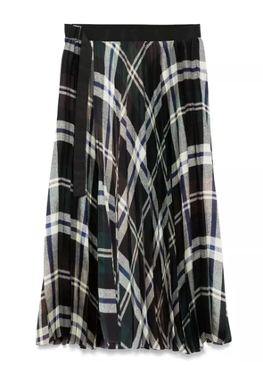 sacai checked midi skirt - Brown