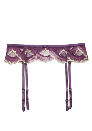 Fleur Du Mal Hendrix embroidered garter belt - Purple
