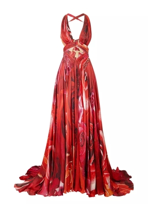 Roberto Cavalli roses-printed dress - Red