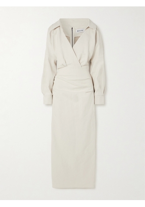Maticevski - Category Ruched Linen And Cotton-blend Midi Shirt Dress - Ecru - UK 6,UK 8,UK 10,UK 12,UK 14,UK 16