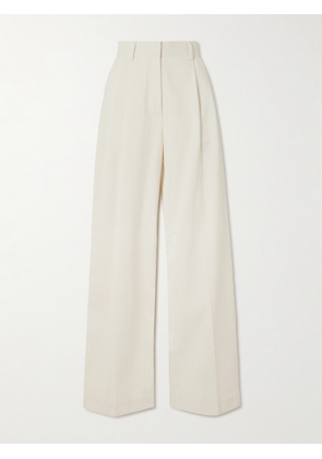 TOTEME - Pleated Silk And Organic Cotton-blend Corduroy Wide-leg Pants - Ecru - DK32,DK34,DK36,DK38,DK40,DK42