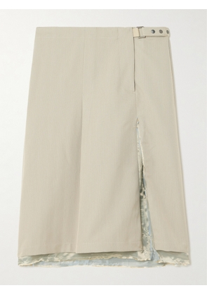 Our Legacy - Clasp Frayed Pleated Woven Midi Skirt - Neutrals - EU 32,EU 34,EU 36,EU 38,EU 40,EU 42
