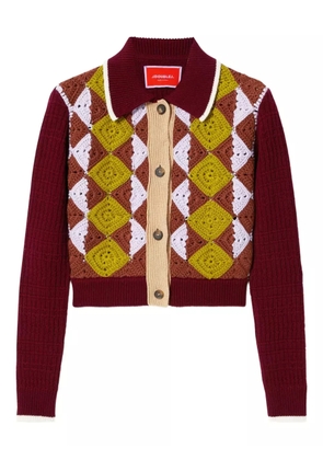 La DoubleJ crochet-panel button-fastening cardigan - Brown