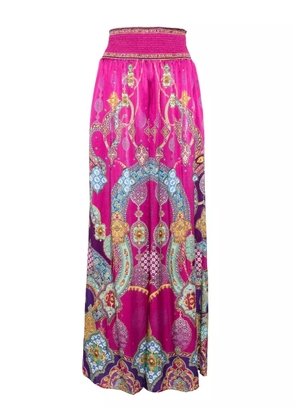 Camilla all-over print silk pants - Purple