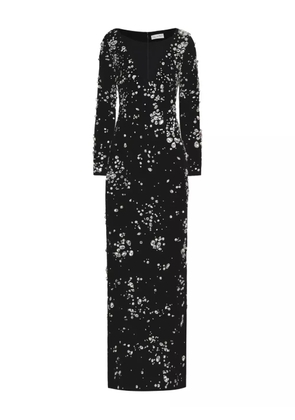 Oscar de la Renta crystal-embellished velvet gown - Black