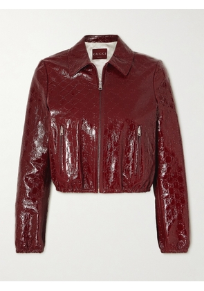 Gucci - Debossed Patent-leather Jacket - Burgundy - IT34,IT36,IT38,IT40,IT42,IT44,IT46,IT48,IT50,IT52