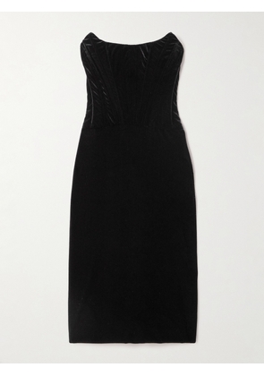 Dolce & Gabbana - Strapless Velvet Corset Midi Dress - Black - IT36,IT38,IT40,IT42,IT44,IT46,IT48,IT50