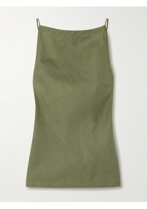 Faithfull - Antibes Open-back Linen Top - Green - x small,small,medium,large,x large,xx large