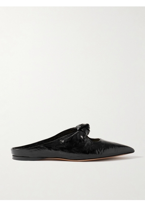 KHAITE - Rowan Knotted Crinkled-leather Mules - Black - IT36,IT36.5,IT37,IT37.5,IT38,IT38.5,IT39,IT39.5,IT40,IT40.5,IT41