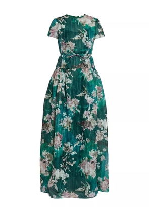 ERDEM floral-print short-sleeve gown - Green