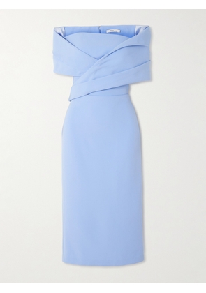 SAFIYAA - Iana Off-the-shoulder Draped Crepe Midi Dress - Blue - FR 34,FR 36,FR 38,FR 40,FR 42,FR 44,FR 46