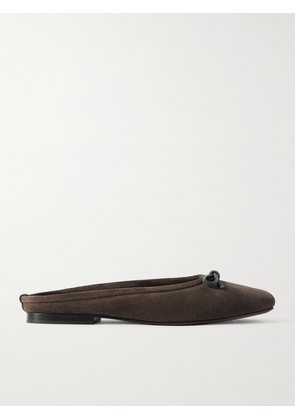 Brunello Cucinelli - Bow-embellished Suede Slippers - Brown - IT36,IT36.5,IT37,IT37.5,IT38,IT38.5,IT39,IT39.5,IT40,IT40.5,IT41
