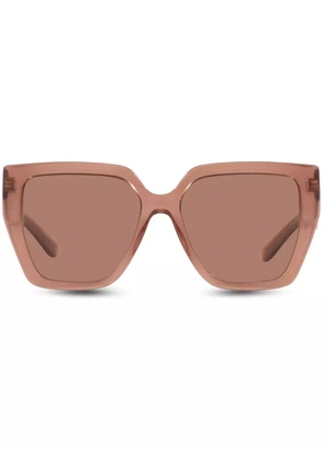 Dolce & Gabbana Eyewear transparent-frame logo-plaque sunglasses - Brown