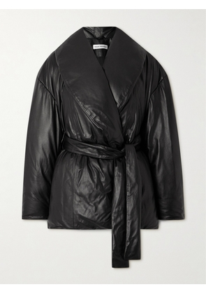 Nour Hammour - Cora Belted Padded Leather Coat - Black - FR 34,FR 36,FR 38,FR 40,FR 42,FR 44