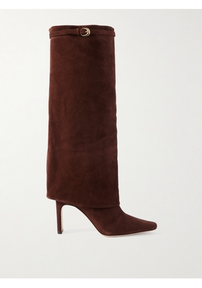 STAUD - Wally Buckled Suede Knee Boots - Brown - IT35,IT36,IT36.5,IT37,IT37.5,IT38,IT38.5,IT39,IT39.5,IT40,IT40.5,IT41,IT41.5,IT42