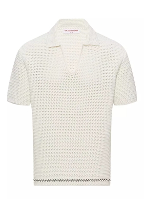 Orlebar Brown batten-stitch open-knit polo shirt - White