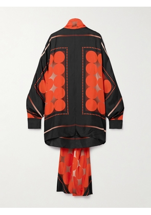 KHAITE - Bex Tie-neck Printed Silk-twill Blouse - Black - x small,small,medium,large