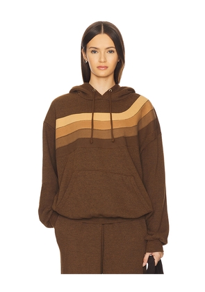 Aviator Nation Wave Stripe 4 Relaxed Pullover Hoodie in Brown. Size L. Also in M, S, XL, XS.