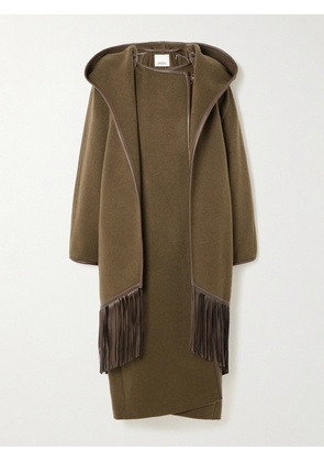 Isabel Marant - Irvana Hooded Layered Fringed Leather-trimmed Wool-blend Coat - Green - FR 34,FR 36,FR 38