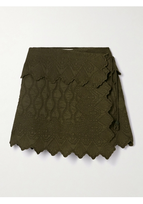Ulla Johnson - Taryn Quilted Cotton-matelassé Mini Wrap Skirt - Green - US0,US2,US4,US6,US8,US10,US12