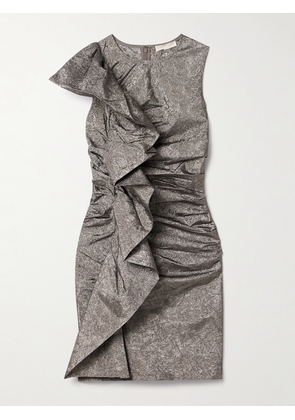 Ulla Johnson - Estella Ruffled Metallic Crinkled-taffeta Mini Dress - Silver - US0,US2,US4,US6