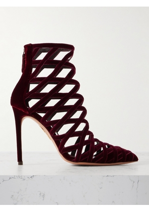 Aquazzura - Romance Velvet Ankle Boots - Burgundy - IT36,IT36.5,IT37,IT37.5,IT38,IT38.5,IT39,IT39.5,IT40,IT41