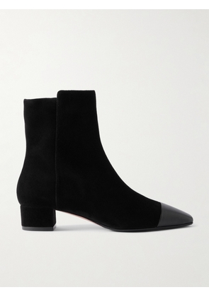 Aquazzura - French Flirt Leather-trimmed Suede Ankle Boots - Black - IT35,IT36,IT36.5,IT37,IT37.5,IT38,IT38.5,IT39,IT39.5,IT40,IT40.5,IT41,IT41.5