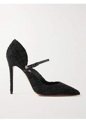 Aquazzura - Bellezza 105 Patent Leather-trimmed Metallic Tweed Pumps - Black - IT35,IT36,IT36.5,IT37,IT37.5,IT38,IT38.5,IT39,IT39.5,IT40,IT40.5,IT41