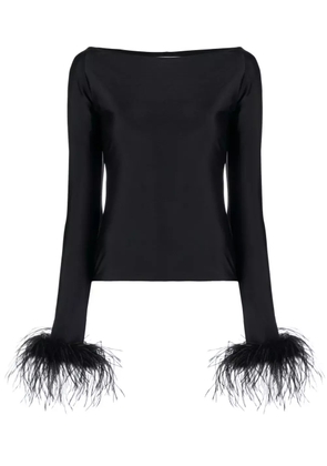 Atu Body Couture feather-cuffs long sleeve top - Black