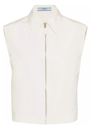 Prada zip-up sleeveless faille shirt - White