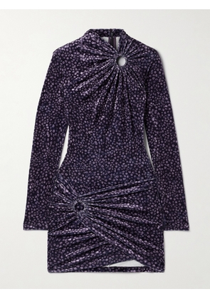 Marant Étoile - Havana Draped Floral-print Velvet Mini Dress - Purple - FR 34,FR 36,FR 38,FR 40,FR 42,FR 44
