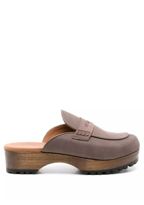 Sarah Chofakian clog heel mules - Brown