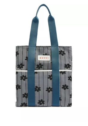 Marni floral tape-handles tote bag - Blue