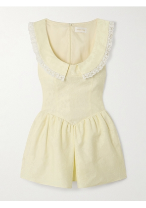 SHUSHU/TONG - Ruffled Lace-trimmed Cady-jacquard Mini Dress - Yellow - UK 4,UK 6,UK 8,UK 10,UK 12,UK 14
