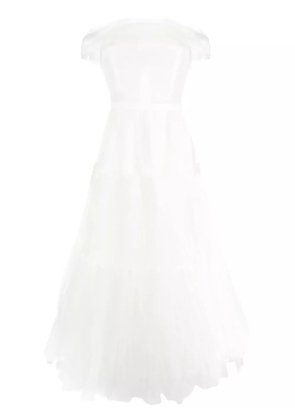 Ana Radu off-shoulder fluted maxi dress - White