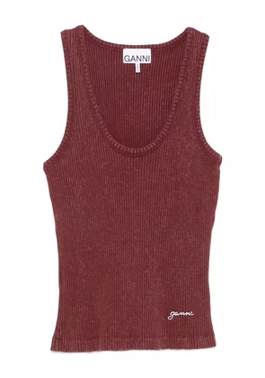 GANNI ribbed scoop-neck tank top - Purple