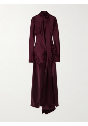 Galvan - Emilie Tie-detailed Satin Gown - Burgundy - FR 34,FR 36,FR 38,FR 40,FR 42