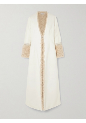 Abadia - Naila Faux Shearling-lined Embellished Cotton-blend Coat - Cream - x small,small,medium,large