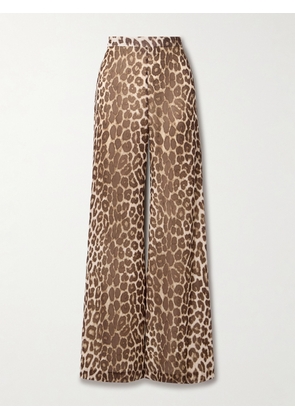 Zimmermann - Illustration Leopard-print Chiffon Wide-leg Pants - Animal print - 00,1,2,3,4