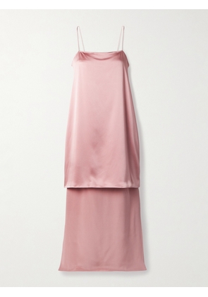 Adam Lippes - Layered Silk-crepe And Satin Midi Dress - Pink - US2,US4,US6,US8,US10