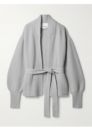 SASUPHI - E.r. Belted Ribbed Merino Wool And Cashmere-blend Cardigan - Gray - IT36,IT38,IT40,IT42,IT44,IT46